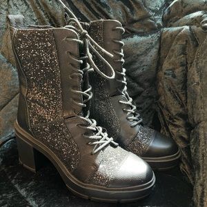 ROCKET DOG Womens 8 Kenley Platform High Heel Boots BLACK Sequin Glitter